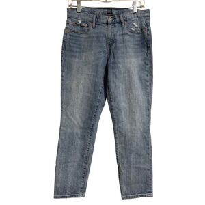 Gap Best Girlfriend Jeans Womens 27 Light Indigo Distressed Relaxed Slim